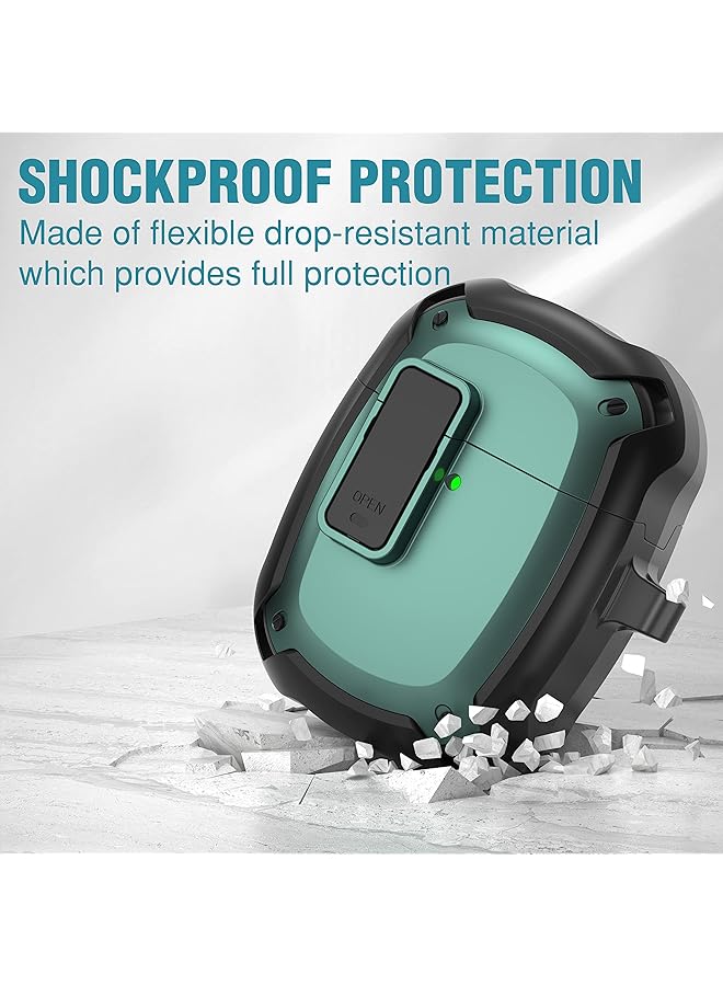 erorex Case For Google Pixel Buds A Series Case 2021 Front Led Visible Shockproof Protective Case With Keychain Secure Lock Design Hard PC Case Cover For Pixel Buds A 2021 Green - Image 4