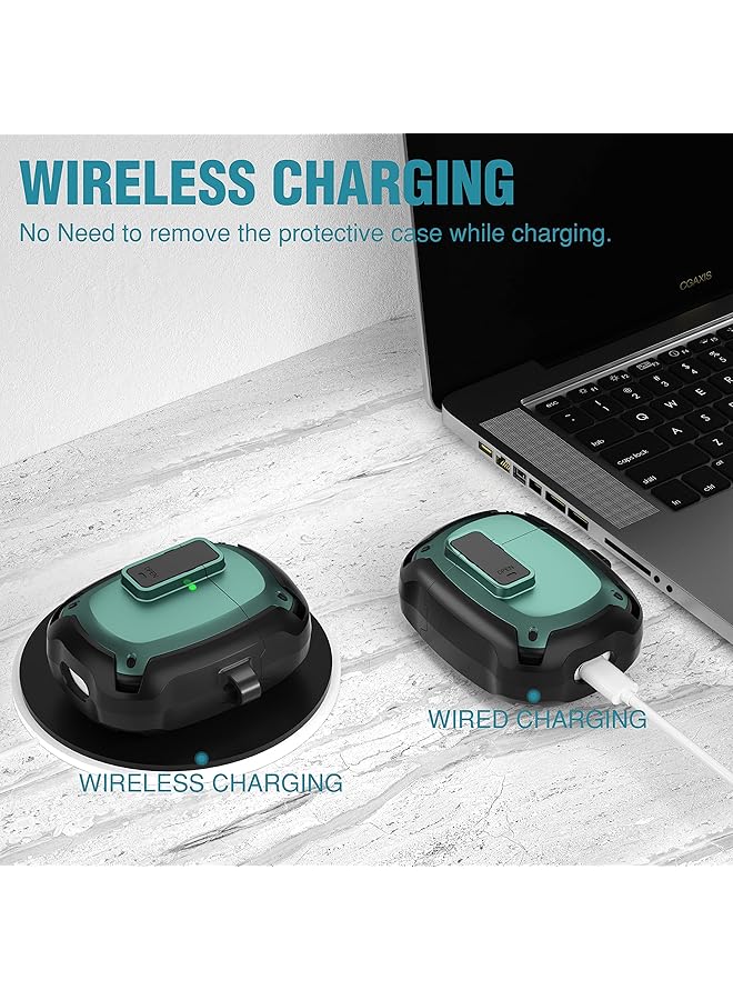 erorex Case For Google Pixel Buds A Series Case 2021 Front Led Visible Shockproof Protective Case With Keychain Secure Lock Design Hard PC Case Cover For Pixel Buds A 2021 Green - Image 5