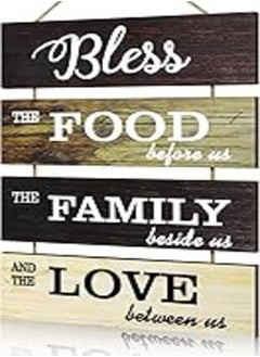 Jetec Jetec Bless Hanging Wall Sign Large Hanging Wall Sign Rustic Wooden Family Food Love Sign Decor Hanging Wood Wall Decoration for Kitchen Dining Room Living Room Bedroom Outdoor (Retro Color) 