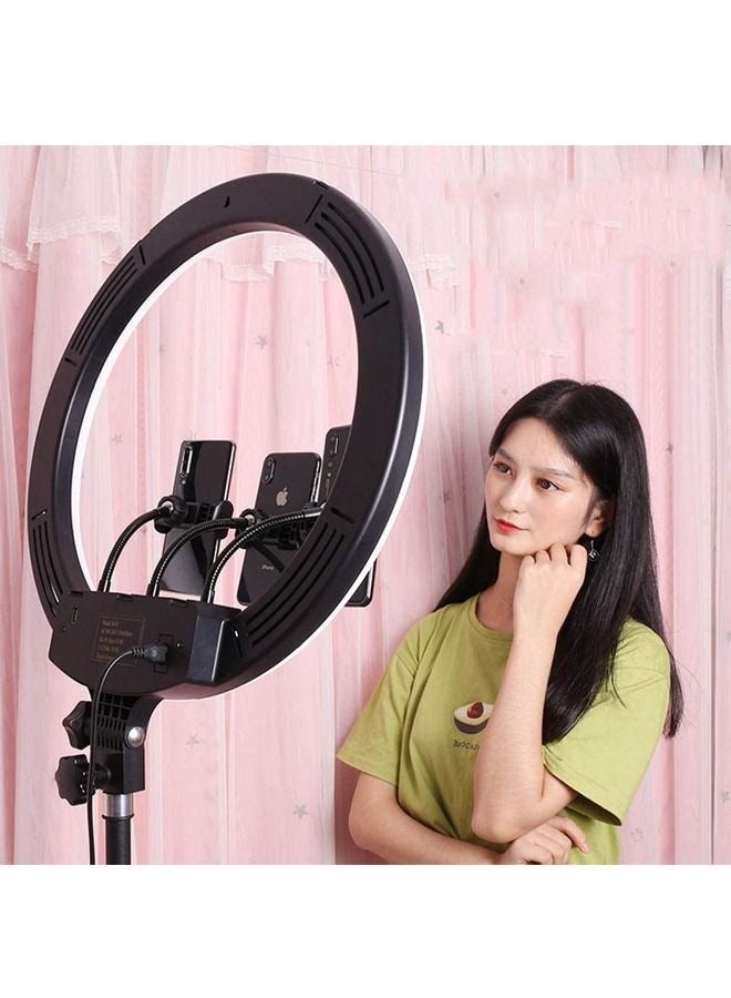 HQ 18N Soft Ring Light with Tripod Stand for Selfie Makeup Live Stream and YouTube Video Dimmable LED Camera Light - Image 1