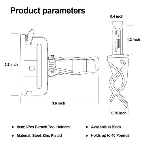 Onesnt 6 Pack E-Track Tool Holders |E Track Accessories for Enclosed Trailer to Keep Rakes,Shovels, Broom|e Track Tool Holder Hanger for Trailer Accessories| Tool Stabilizer for Etrack Accessories - Image 2