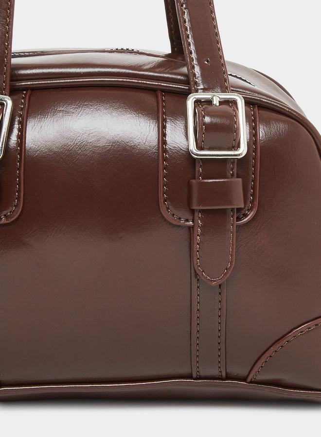 Styli Brown Belt Buckle Detail Bowling Bag - Image 2