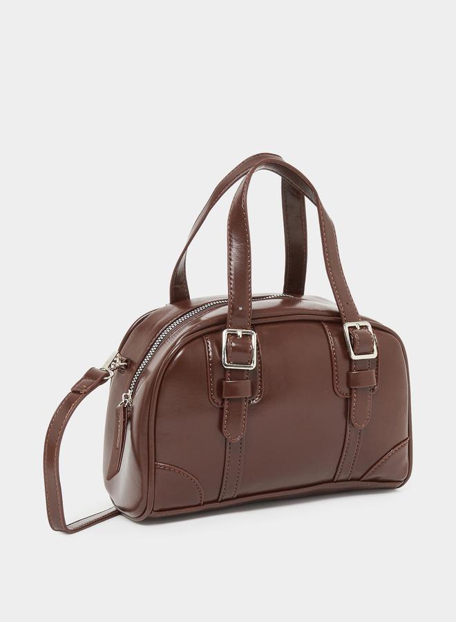 Styli Brown Belt Buckle Detail Bowling Bag - Image 1