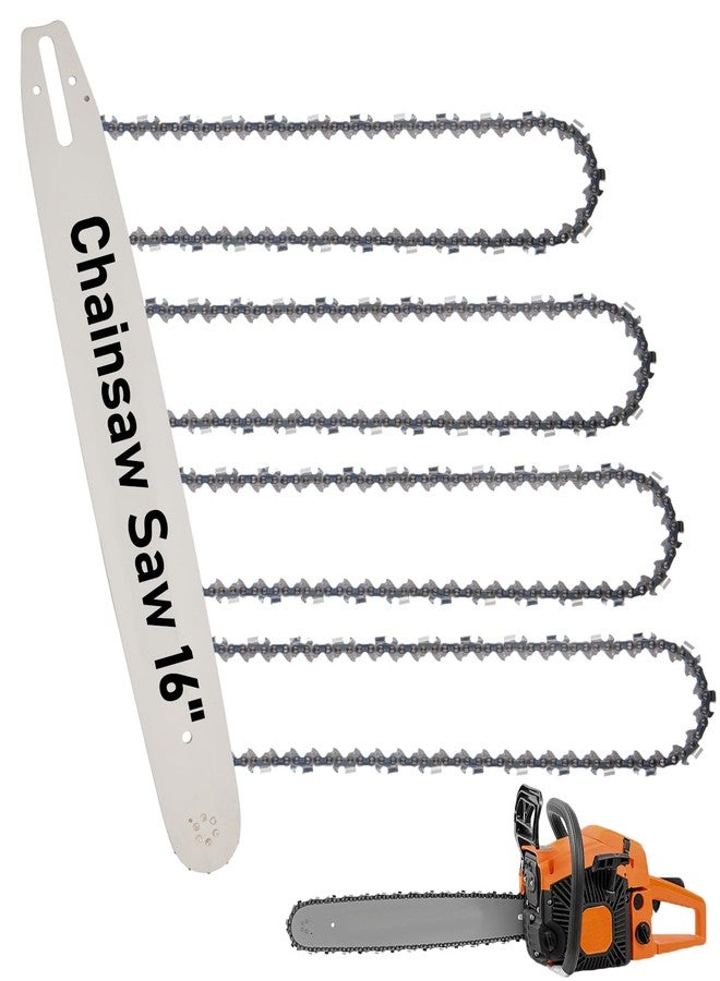 ZIYIZE 16 Inch Chainsaw Bar & Chain Combo - 3/8" LP Pitch, .050" Gauge, 56 Drive Links Fits Craftsman, Poulan, Ryobi, Echo, Greenworks, EGO& More (4 Chains+ 1 Bar) - Image 1