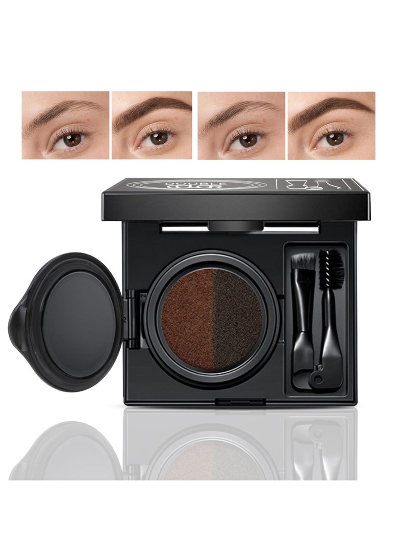 Excefore Air Cushion Eyebrow Cream, 2 Color Luxury Brow Powder, Eyebrow Shaping For Full Thick Arches, for Eye Makeup, Shaping and Defining Eyebrows, with Brush - Image 1