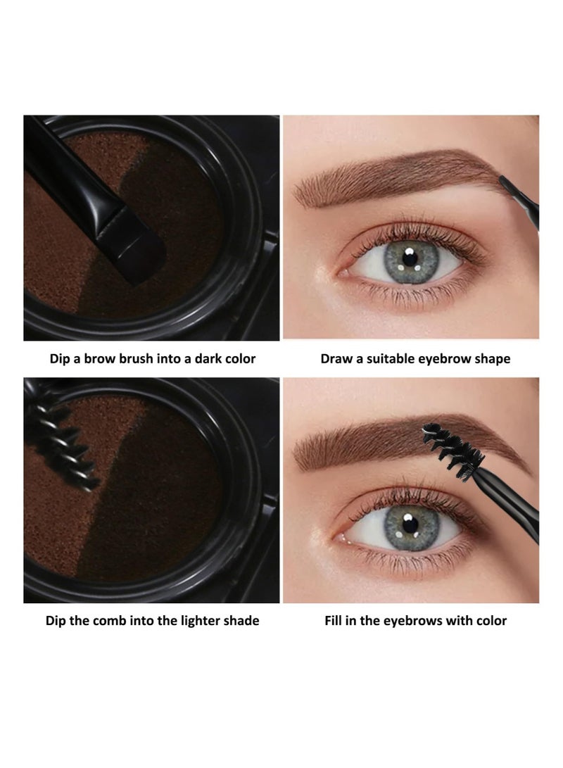Excefore Air Cushion Eyebrow Cream, 2 Color Luxury Brow Powder, Eyebrow Shaping For Full Thick Arches, for Eye Makeup, Shaping and Defining Eyebrows, with Brush - Image 2