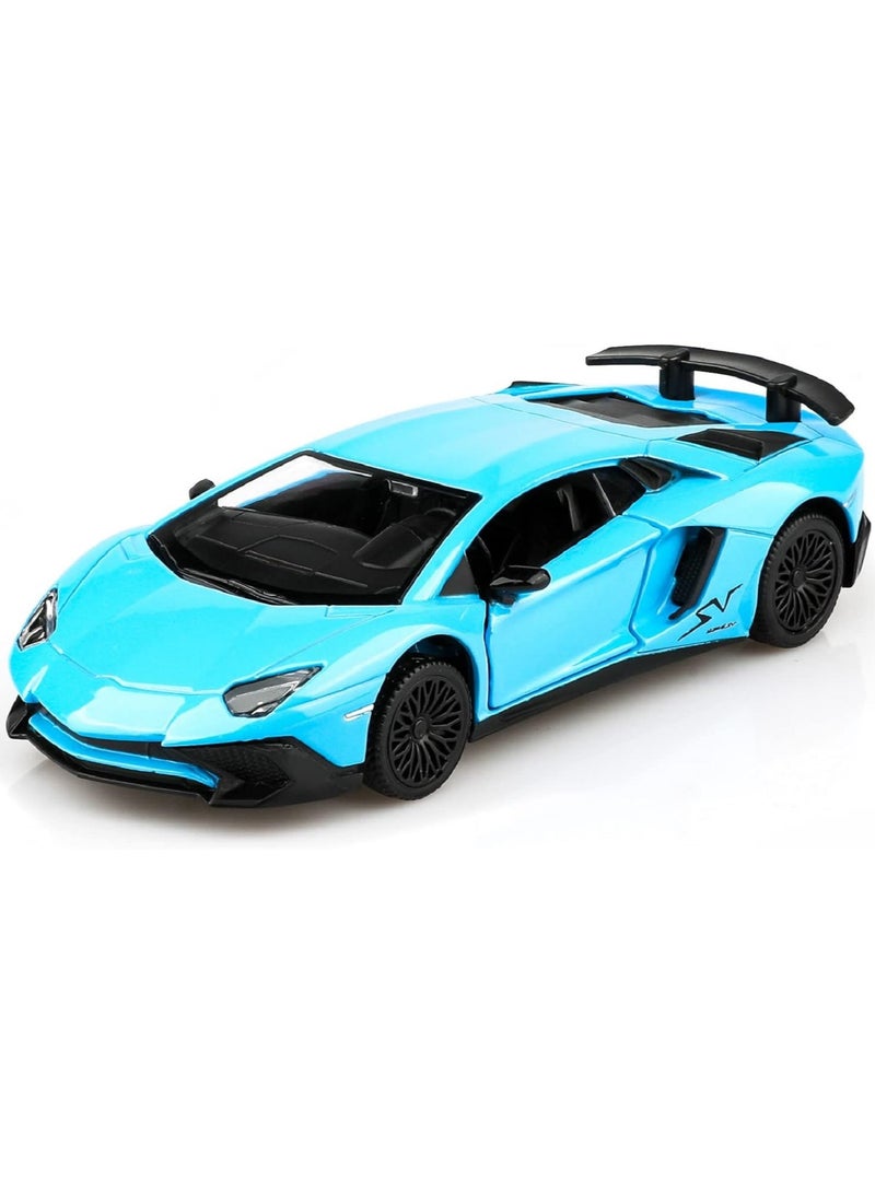 هالامودو 1:36 سبيكة السيارة الرياضية نموذج , سحب لعبة مع فتح الأبواب , ديكور المجمع , نموذج السيارة للأطفال فتى هدية البنت الأزرق , 12.5 سم * 5.5 سم * 3 سم - Image 1
