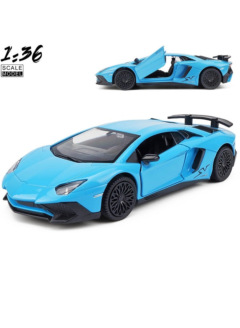 هالامودو 1:36 سبيكة السيارة الرياضية نموذج , سحب لعبة مع فتح الأبواب , ديكور المجمع , نموذج السيارة للأطفال فتى هدية البنت الأزرق , 12.5 سم * 5.5 سم * 3 سم - Image 3