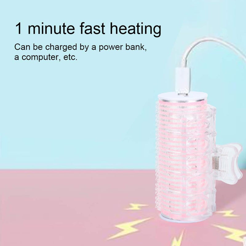 woobles Electric Bangs Curling, Mini Hair Roller Hair Styling Tool Portable Electrinic Hair Curler Instant Heat USB Charging(Pink)- - Image 3