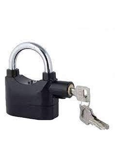 GION GION Impex Electronic Alarm Padlock Metal Lock Anti Theft System with Burglar Smart Alarm Siren Motion Sensor Secure for Home Door gate Cycle Shop Bike Office Shutter Black  - Image 1