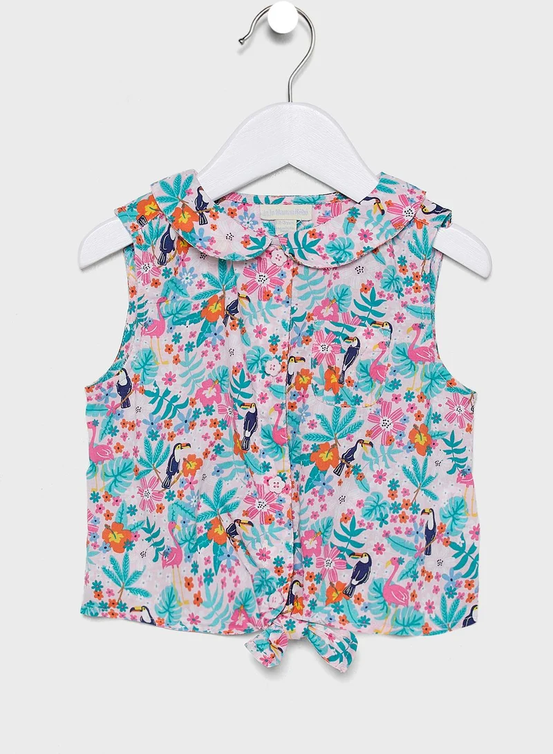 JoJo Maman Bebe Kids Pretty Toucan Tie-Front Top
