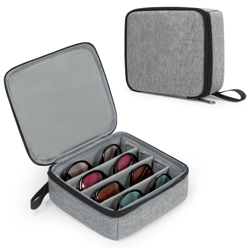 Bukere Travel Sunglasses Organizer Case Adjustable Slot For Multiple Pairs Portable Eyeglasses Storage Box for Men Women