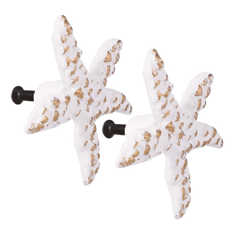 Vintage Sea Star Drawer Pulls Cast Iron Cabinet Handles For Bedroom Kitchen Dresser - Image 2