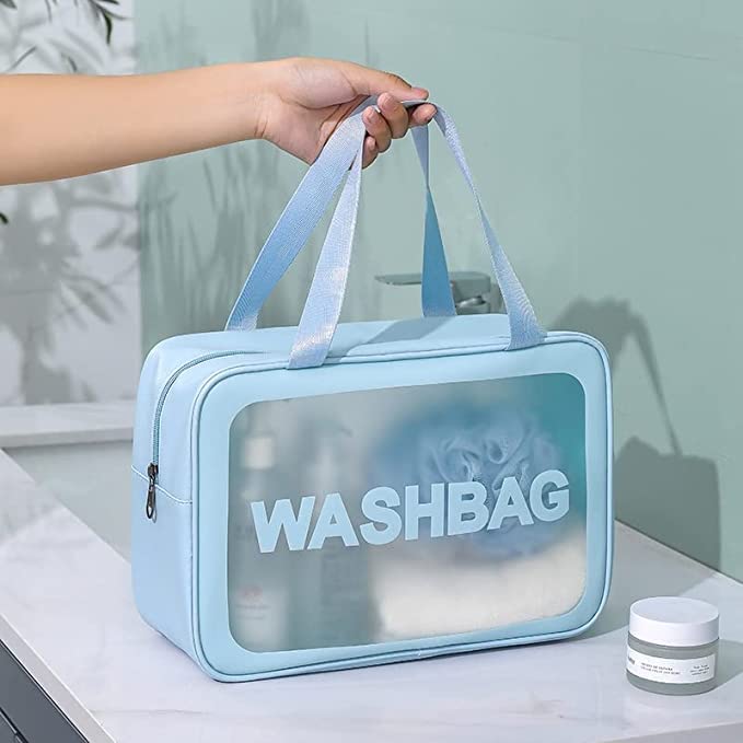 Moxtiza Makeup Pouch Set Travel Toiletries Bag Cosmetic Makeup Pouch Wash Bags Portable Organiser Case Carry Pouch for Women BathroomSky Blue - Image 5