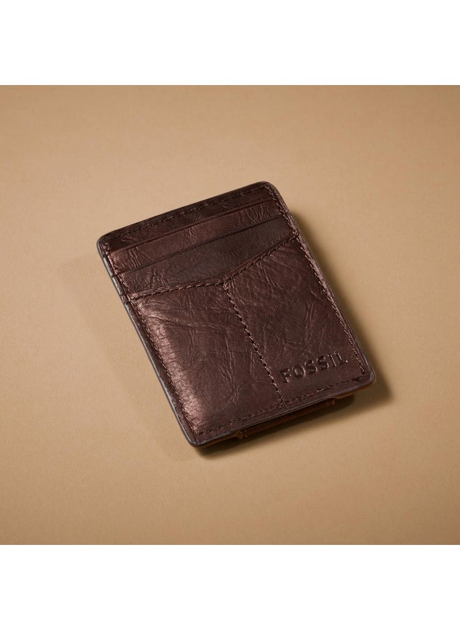 FOSSIL Fossil Men's Ingram Leather Magnetic Card Case with Money Clip Wallet, Brown, (Model: ML3235200)  - Image 3