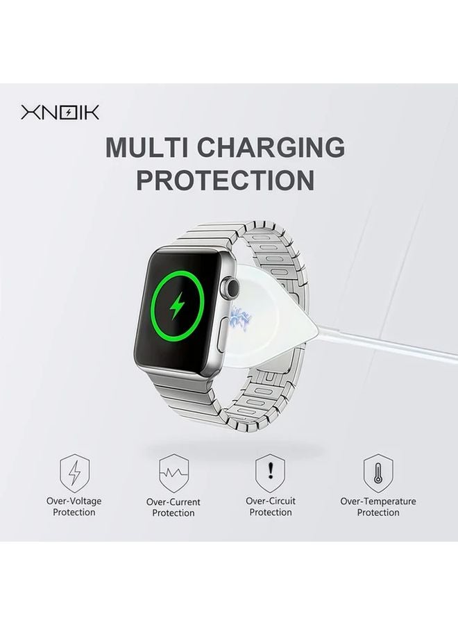 White Magnetic USB C Charging Cable For Apple Watch Fast Wireless Charger Compatible With Series Ultra 10 9 8 7 6 5 4 3 2 SE - Image 4