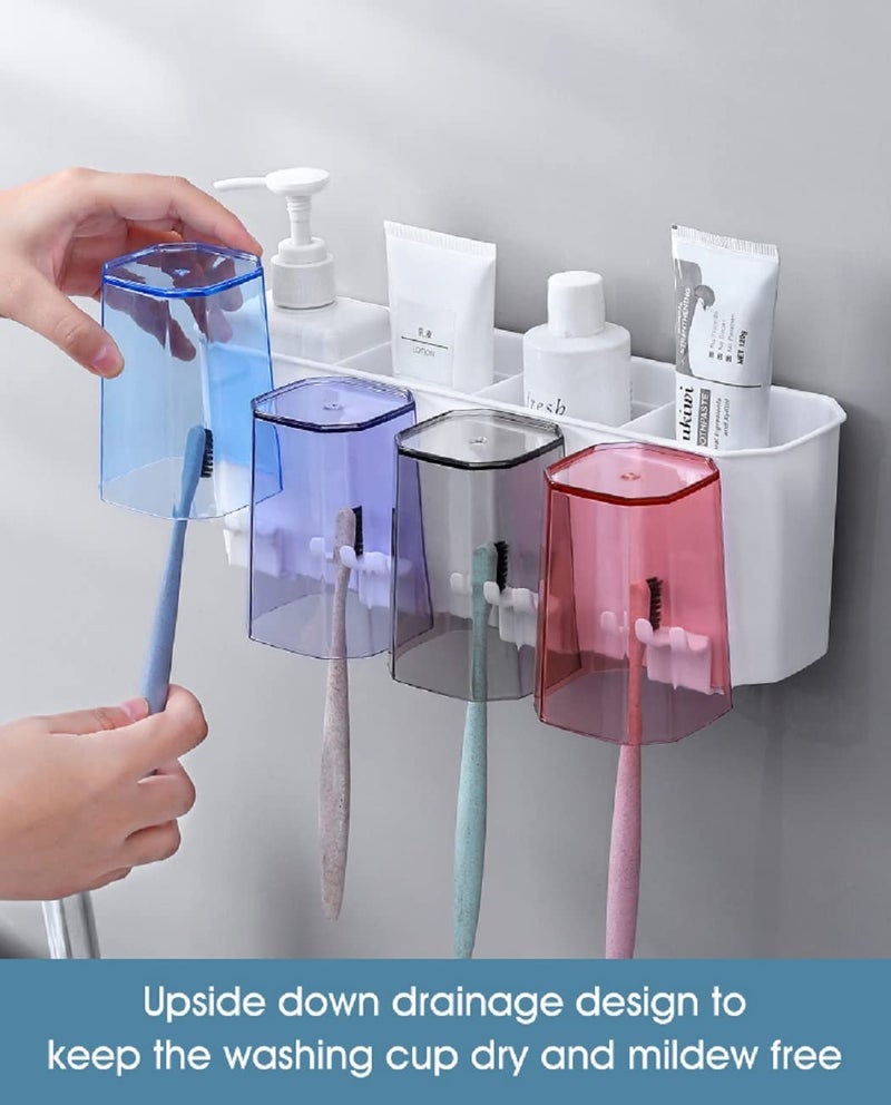 LXOICE Plastic Toothbrush Holder Wall Mounted, Toothbrush Holders For Bathroom, Brush Holder For Bathroom Wall Mounted, Bathroom Organizer (4 Cup, White) - Image 3