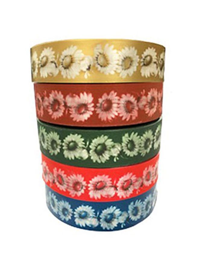 NIBEMINENT Pack Of 5 Imprime Floral Gift Wrap Ribbons Multicolour - Image 1