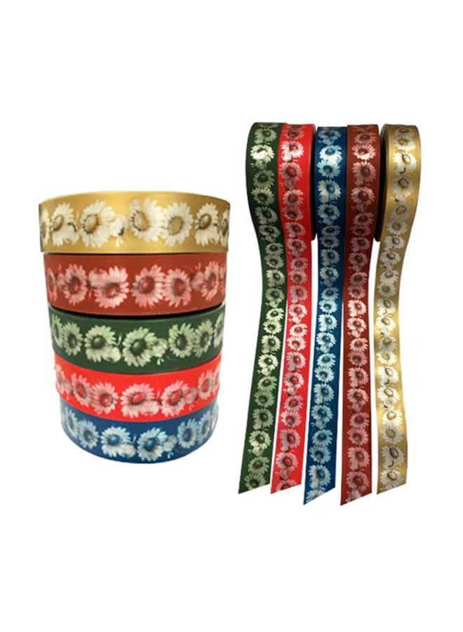 NIBEMINENT Pack Of 5 Imprime Floral Gift Wrap Ribbons Multicolour - Image 2