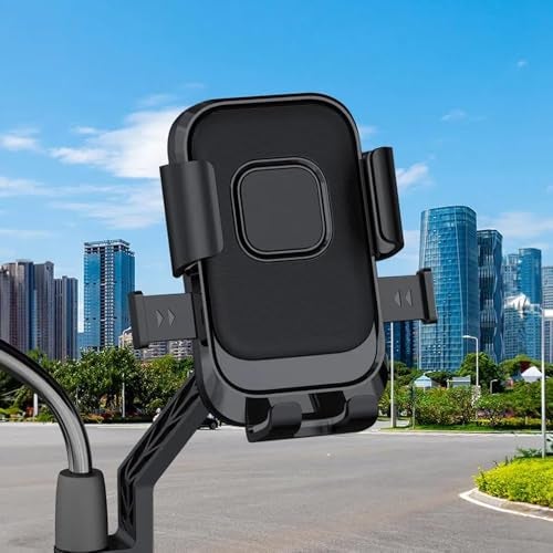 Glangeh Bike Mobile Stand | Universal Handlebar/Mirror Mount Phone Holder for Bikes & Scooters | 360° Rotatable & Shock-Absorbent Clamp | Fits 4.7″-7.2″ Smartphones (Black) - Image 5