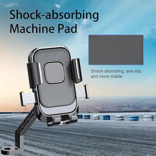 Glangeh Bike Mobile Stand | Universal Handlebar/Mirror Mount Phone Holder for Bikes & Scooters | 360° Rotatable & Shock-Absorbent Clamp | Fits 4.7″-7.2″ Smartphones (Black) - Image 3