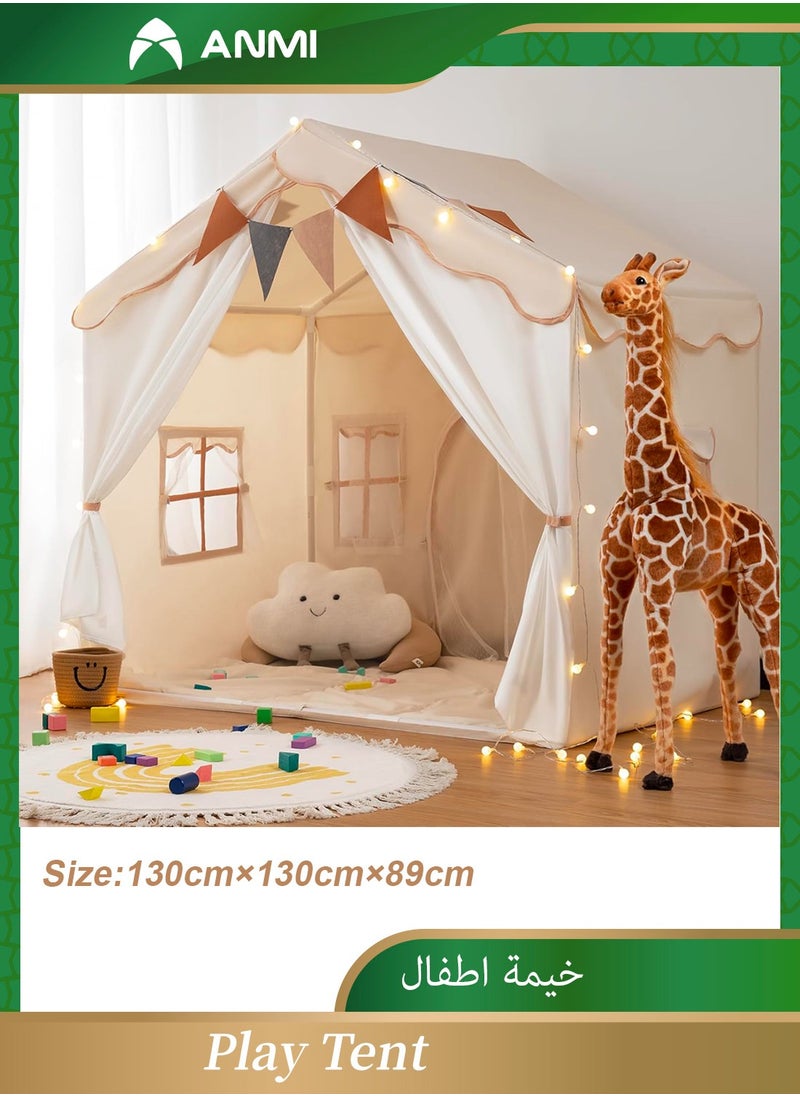 Anmi Toys Play Tent, Kids Playhouse with Soft Mat & LED Lights,Tent Suitable for Kids games(Beige)  - Image 1