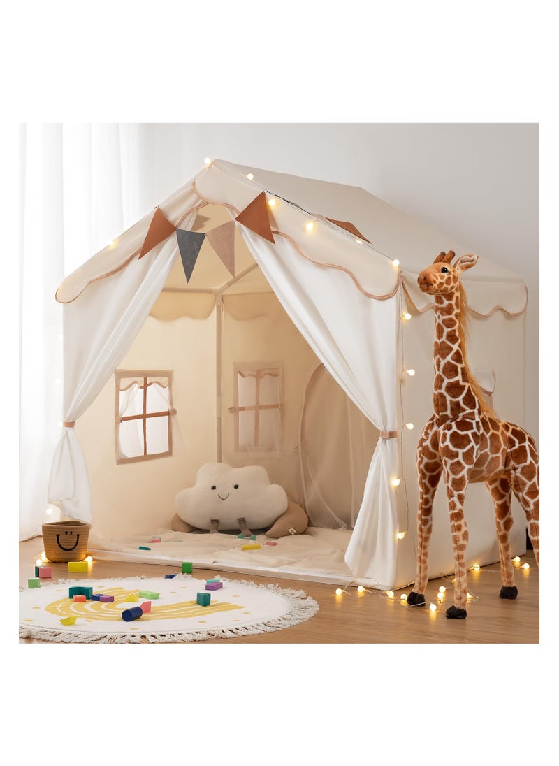 Anmi - 2-in-1 Kids Play Tent & Playhouse with Soft Padded Mat & LED Lights - Large Indoor/Outdoor Toddler Tent for Boys & Girls, 2 Doors 4 Windows, Easy Fold Design, Durable Polyester (130*89*130cm)) - Image 1