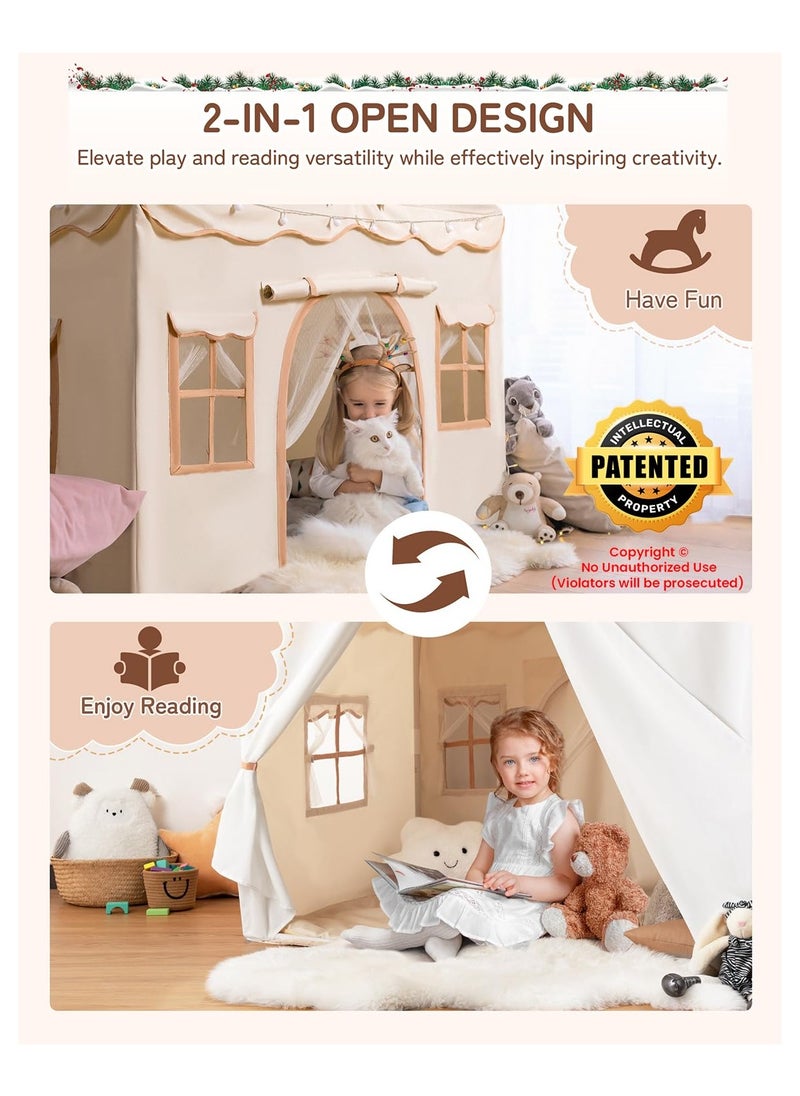 Anmi - 2-in-1 Kids Play Tent & Playhouse with Soft Padded Mat & LED Lights - Large Indoor/Outdoor Toddler Tent for Boys & Girls, 2 Doors 4 Windows, Easy Fold Design, Durable Polyester (130*89*130cm)) - Image 1