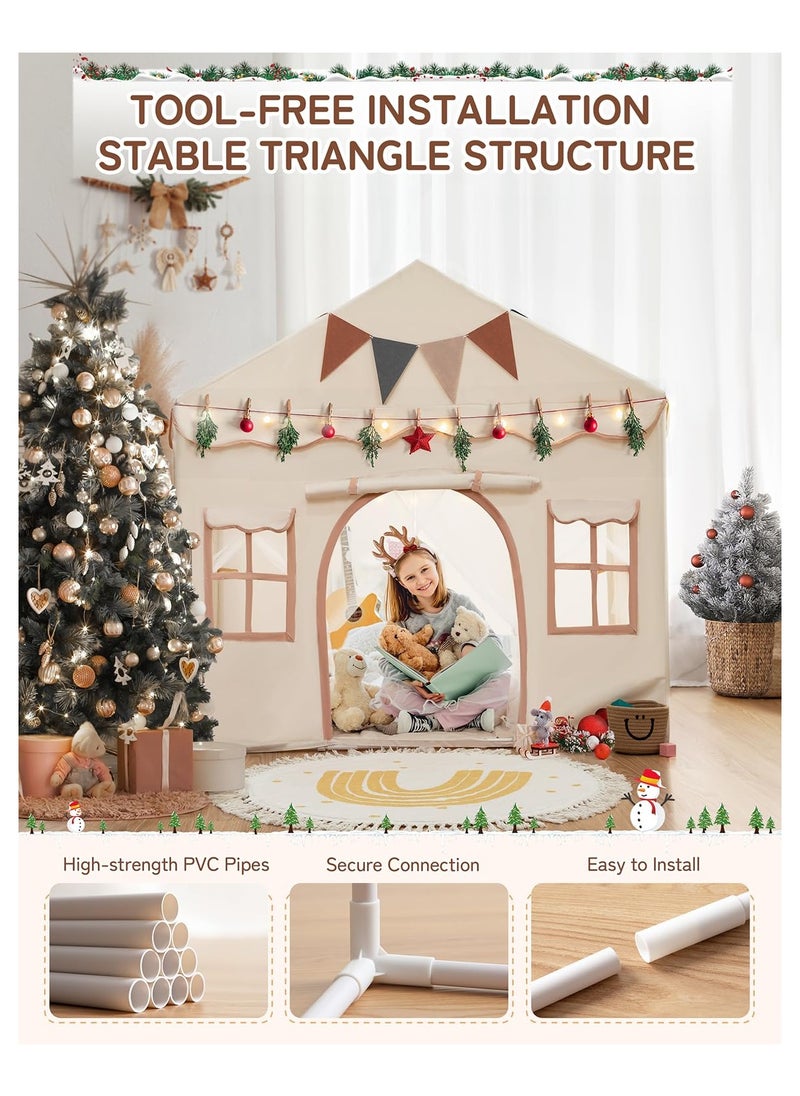 Anmi - 2-in-1 Kids Play Tent & Playhouse with Soft Padded Mat & LED Lights - Large Indoor/Outdoor Toddler Tent for Boys & Girls, 2 Doors 4 Windows, Easy Fold Design, Durable Polyester (130*89*130cm)) - Image 1