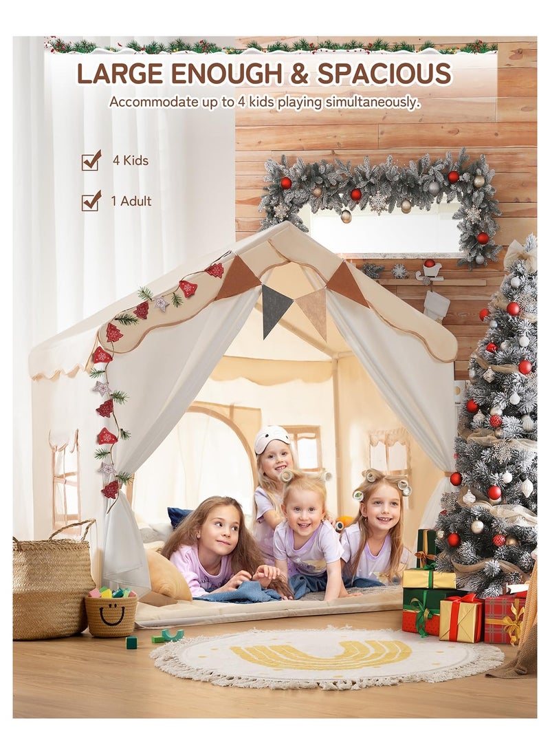 Anmi - 2-in-1 Kids Play Tent & Playhouse with Soft Padded Mat & LED Lights - Large Indoor/Outdoor Toddler Tent for Boys & Girls, 2 Doors 4 Windows, Easy Fold Design, Durable Polyester (130*89*130cm)) - Image 1