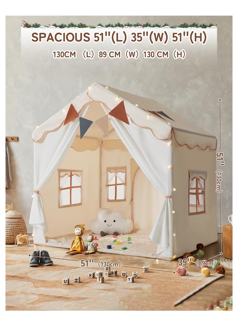 Anmi - 2-in-1 Kids Play Tent & Playhouse with Soft Padded Mat & LED Lights - Large Indoor/Outdoor Toddler Tent for Boys & Girls, 2 Doors 4 Windows, Easy Fold Design, Durable Polyester (130*89*130cm)) - Image 1