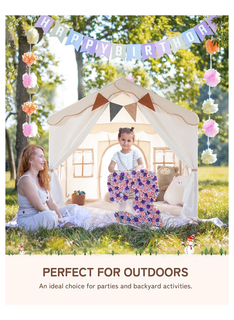 Anmi - 2-in-1 Kids Play Tent & Playhouse with Soft Padded Mat & LED Lights - Large Indoor/Outdoor Toddler Tent for Boys & Girls, 2 Doors 4 Windows, Easy Fold Design, Durable Polyester (130*89*130cm)) - Image 1