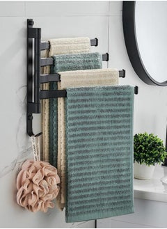 Kutis 1-Piece Wall-mounted Bathroom Swivel Towel Bar Bath Towel Rack Aluminum Black 32x30 Centimeter  - Image 1
