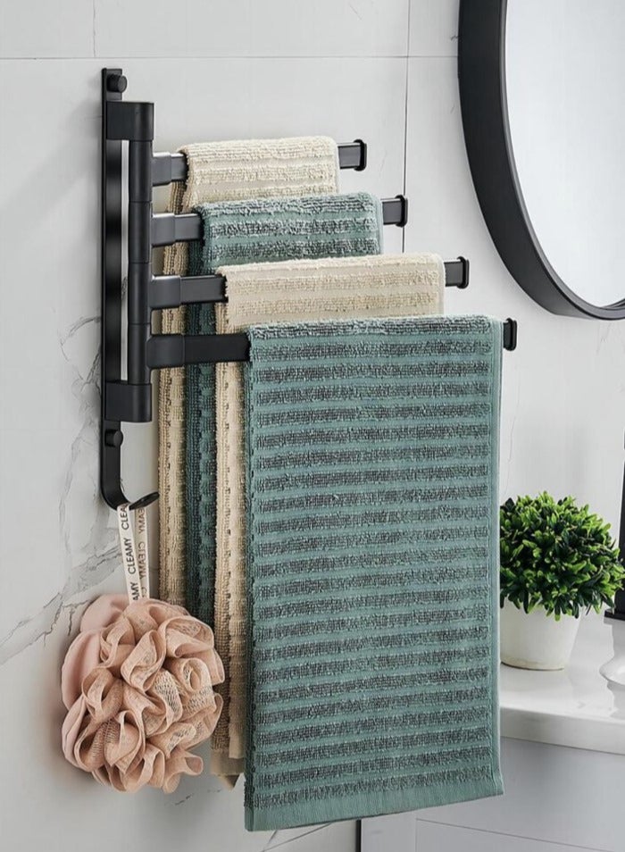 Kutis حامل مناشف حمام دوار قطعة واحدة يُثبت على الحائط من الألومنيوم أسود 32x30 سنتيمتر  - Image 1