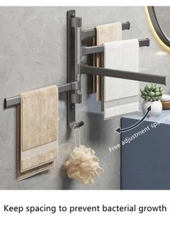 Kutis 1-Piece Wall-mounted Bathroom Swivel Towel Bar Bath Towel Rack Aluminum Black 32x30 Centimeter  - Image 5