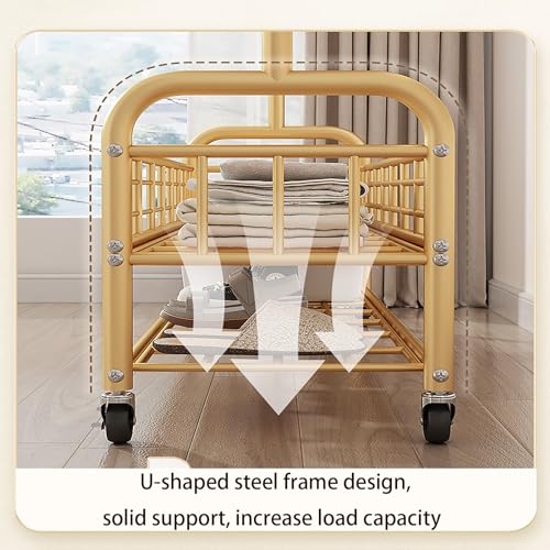 MAIKUNI Garment Racks,on wheels,movable,Double Decker,Sturdy Metal Frame,Available for both domestic and commercial use,for Hanging Organizers Clothes,Coats,Skirts,Shoes,Bags,Scarf,Neckties (gold, S) - Image 5