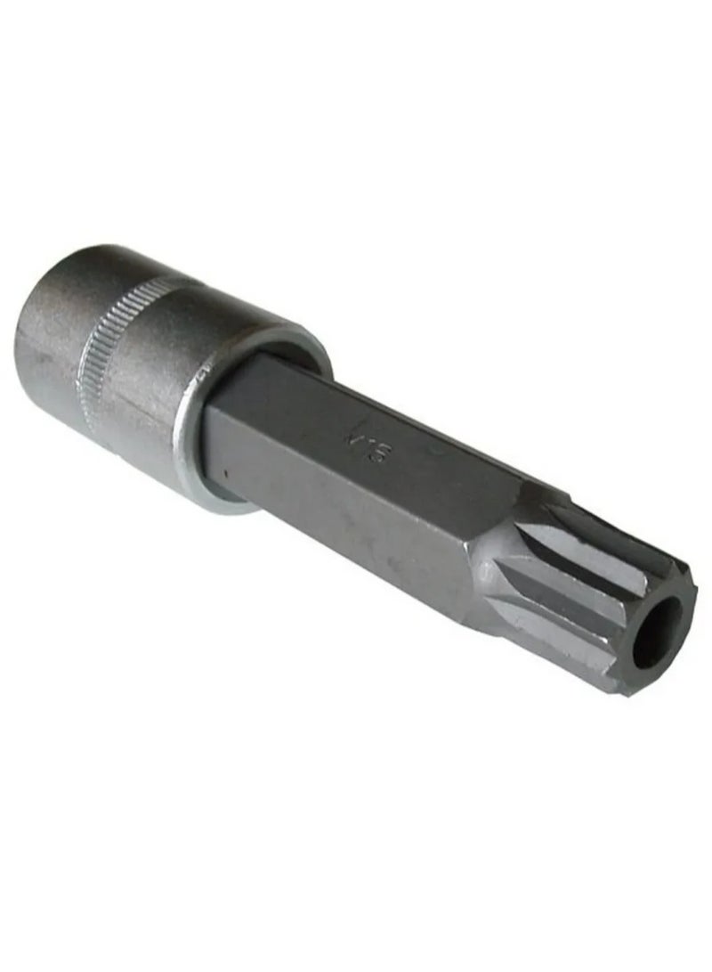 Socket bit m16 1/2", 12 point, 100mm, with hole