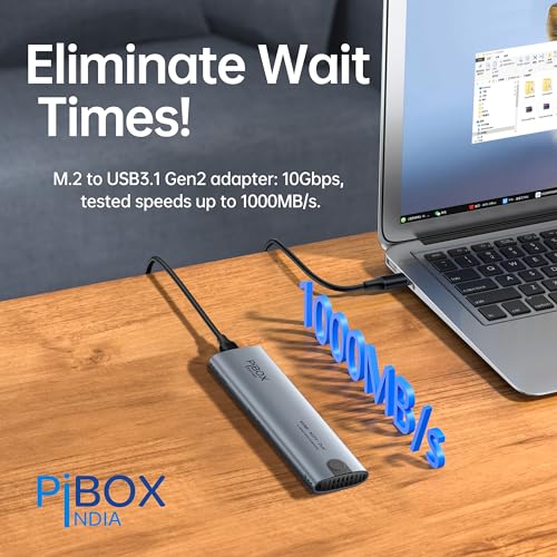 pibox India NVME M2 Enclosure, PiBOX India NVMe/NGFF SATA Dual Protocol SSD Enclosure - USB 3.2 10Gbps, Tool-Free M.2 NVMe Case, PCI-E NVMe Reader, USB-C, Supports M & B&M Keys, 2230/2242/2260/2280 SSD RTL9210B - Image 3