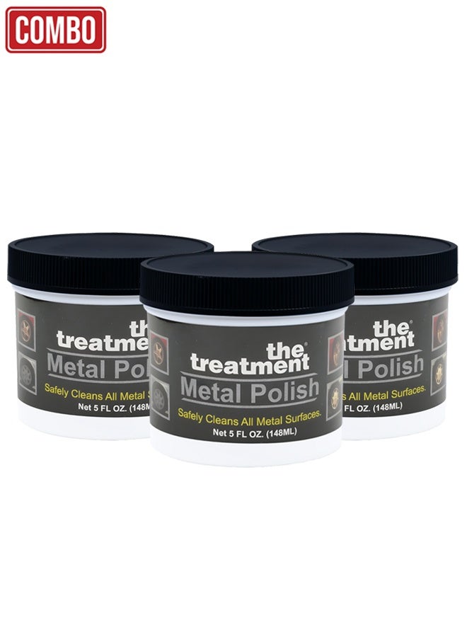 The Treatment Metal Polish Pack of 3 (3 x 5oz / 148ml) Safe Non Scratch Multi Metal Cleaner and Restorer for Car Motorcycle Wheels Rims Chrome Brass Silver Stainless Steel Aluminum Plexiglass Tools Household Fixtures Easy Application Results Pro - Image 1