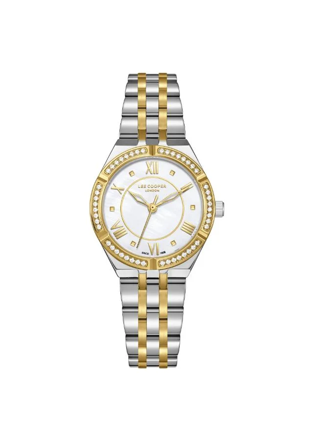 لي كوبر Women's Analog Display Watch With Silver/Gold Metal Strap - LC08132.220