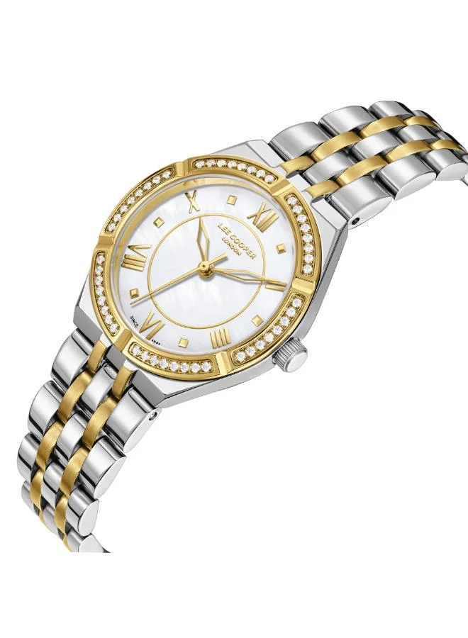 لي كوبر Women's Analog Display Watch With Silver/Gold Metal Strap - LC08132.220