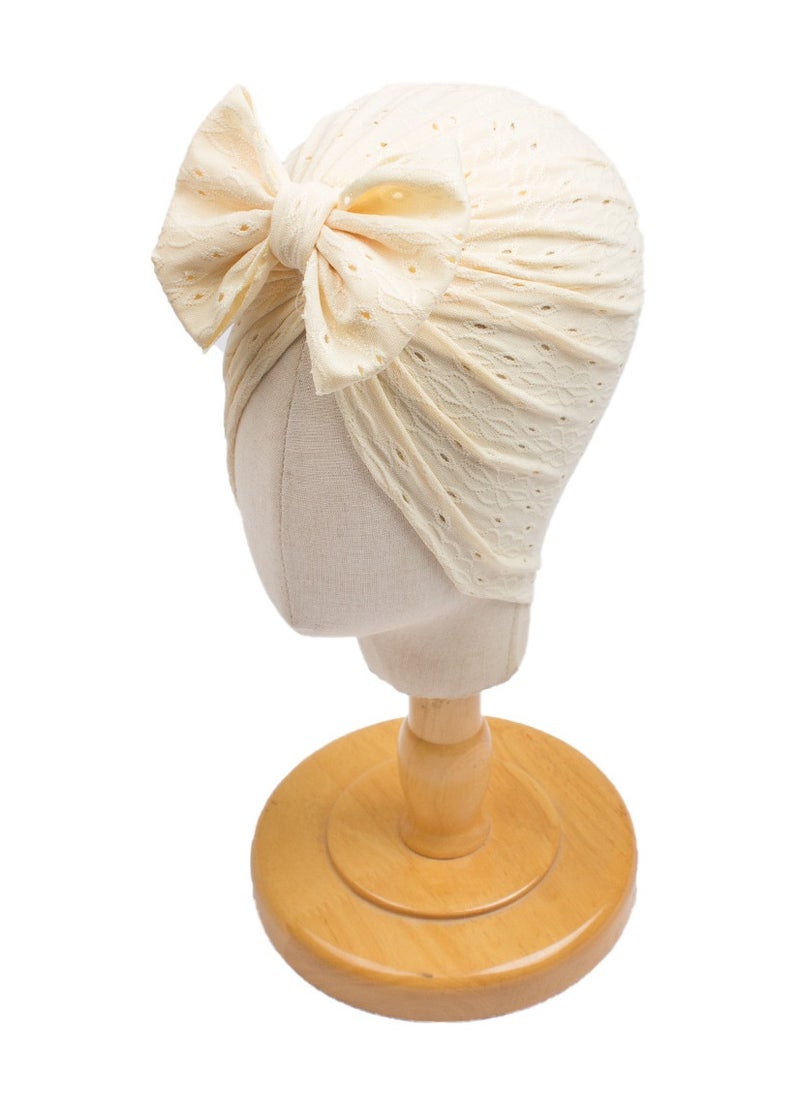 Generic 6 Pcs Big Bow Turban Beanie Caps Mesh Newborn Baby Toddler Solid Knot Hats  - Image 5