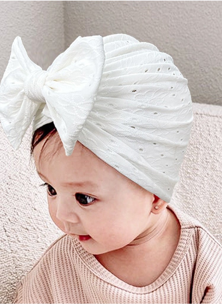 Generic 6 Pcs Big Bow Turban Beanie Caps Mesh Newborn Baby Toddler Solid Knot Hats  - Image 2