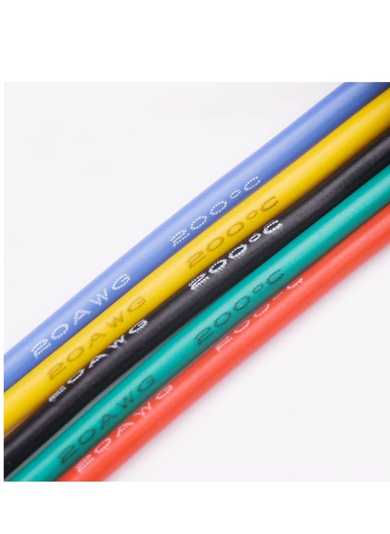 Generic - 22AWG Electric Wire Flexible Silicone Wires 20 Gauge Stranded Tinned Copper Wire, OD:1.8mm, 5 Colors 16.4ft/5m Each, DIY Electrical Hook Up Wire Kit - Image 1
