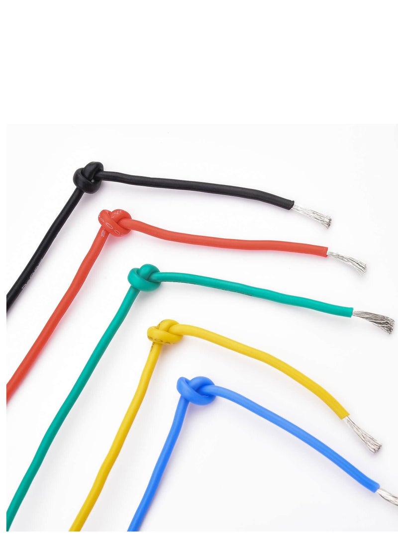 Generic - 22AWG Electric Wire Flexible Silicone Wires 20 Gauge Stranded Tinned Copper Wire, OD:1.8mm, 5 Colors 16.4ft/5m Each, DIY Electrical Hook Up Wire Kit - Image 1