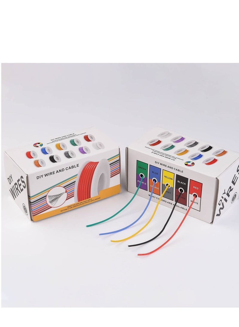 Generic - 22AWG Electric Wire Flexible Silicone Wires 20 Gauge Stranded Tinned Copper Wire, OD:1.8mm, 5 Colors 16.4ft/5m Each, DIY Electrical Hook Up Wire Kit - Image 1