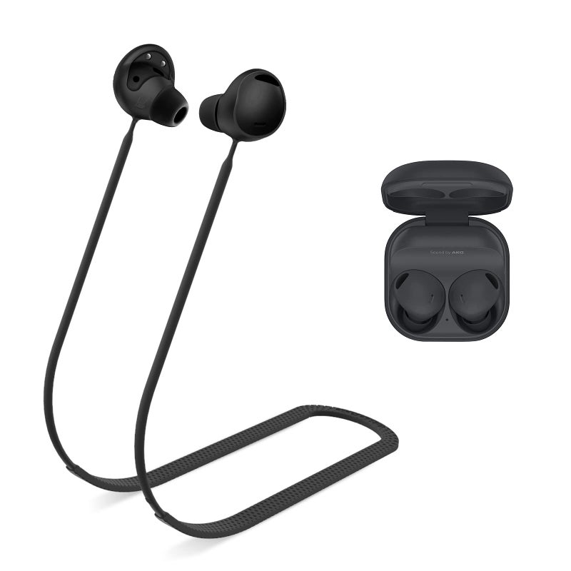WOFRO حزام مضاد للفقد WOFRO لسماعات Galaxy Buds 2 Pro (2022)، ملحقات حبل سيليكون ناعم رياضي متوافقة مع سماعات Samsung Galaxy Buds Pro 2 اللاسلكية الحقيقية (أسود) - Image 1