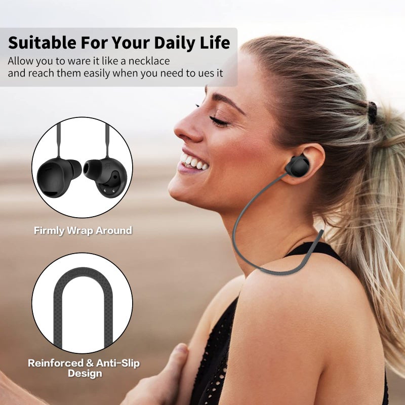 WOFRO حزام مضاد للفقد WOFRO لسماعات Galaxy Buds 2 Pro (2022)، ملحقات حبل سيليكون ناعم رياضي متوافقة مع سماعات Samsung Galaxy Buds Pro 2 اللاسلكية الحقيقية (أسود) - Image 4