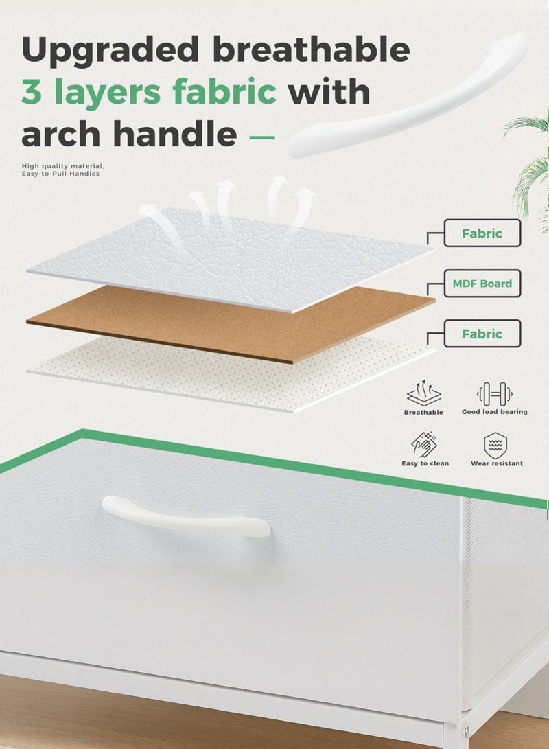 ULHYC Tall 9-Drawer Fabric Dresser, White Storage Tower Organizer for Bedroom, Closet, Nursery, Space-Saving Modern Cabinet - Image 5