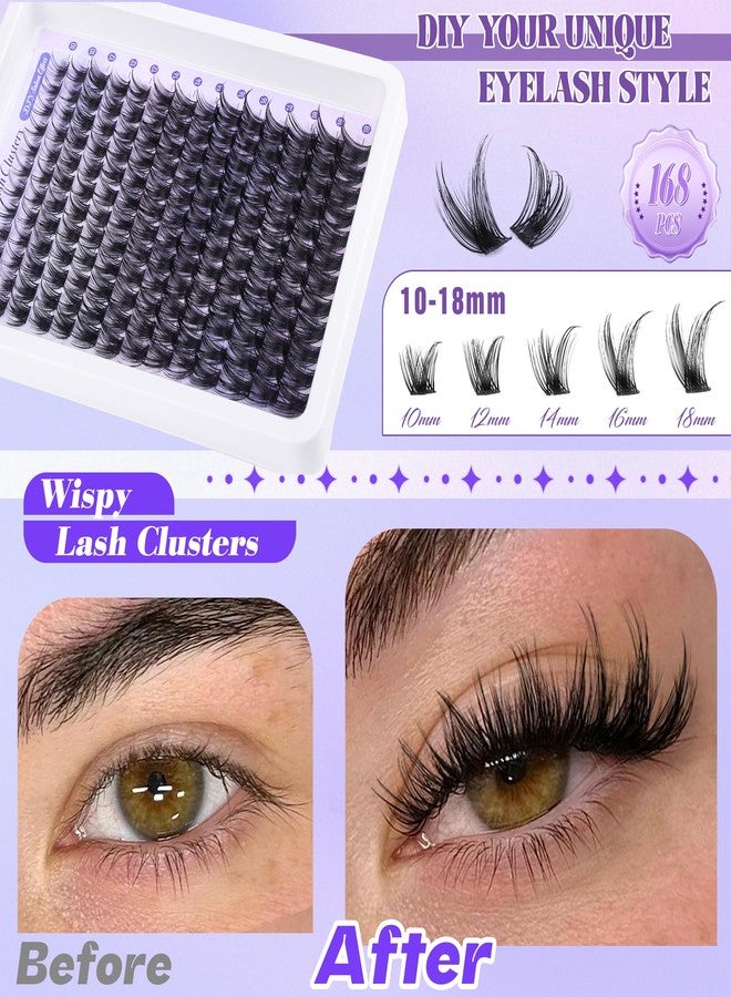 ALICE Lash Clsusters Kit Wispy Cluster Eyelash Extension Kit 168pcs 10-18mm Natural Lash Extension Kit Thin Band Individual Lashes Kit with Lash Glue Bond and Seal DIY at Home - Image 4